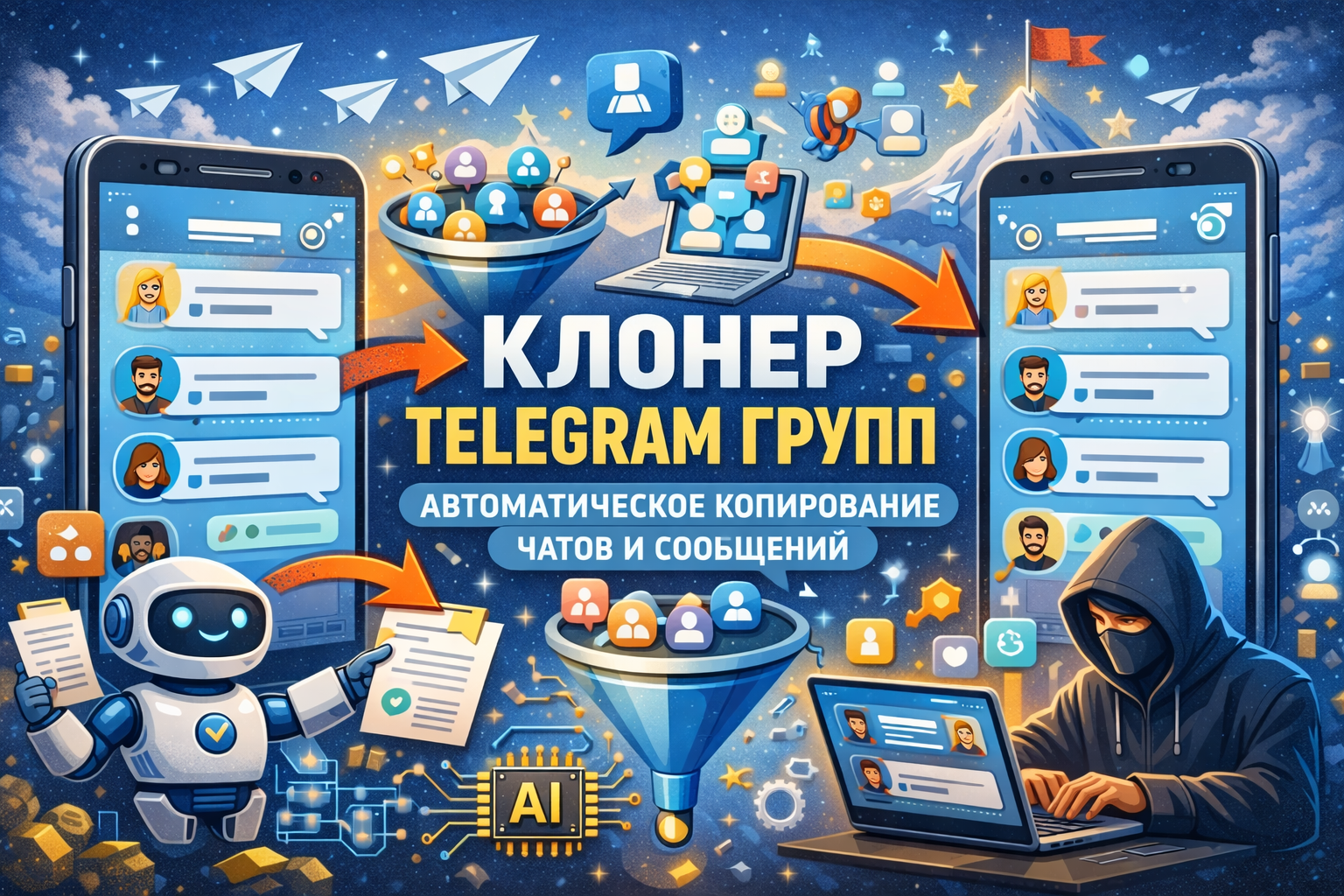 Клонер телеграм групп автоматическое копирование чатов и сообщений